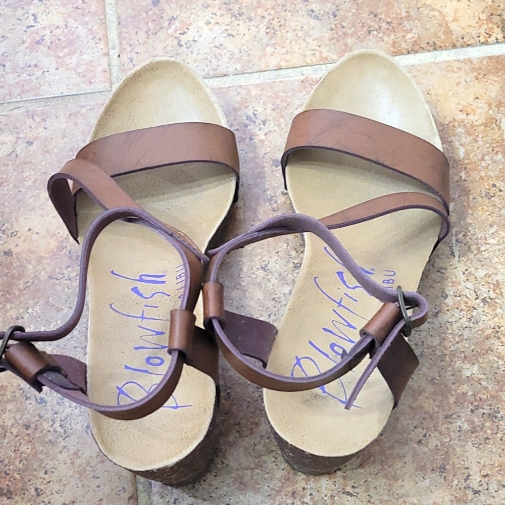 Platform Wedge Sandals in Brown - Plowfish